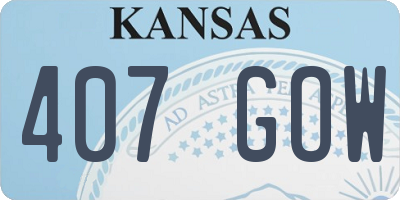 KS license plate 407GOW