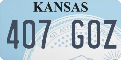 KS license plate 407GOZ