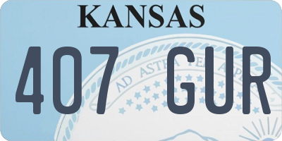 KS license plate 407GUR
