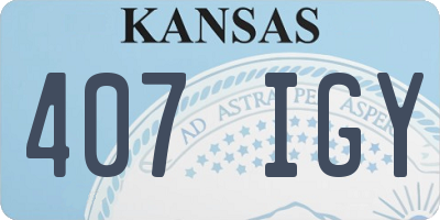 KS license plate 407IGY