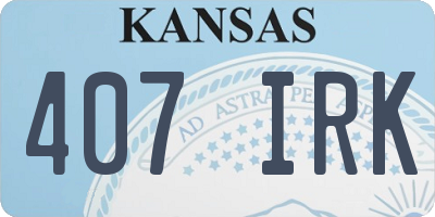 KS license plate 407IRK