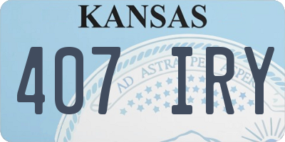 KS license plate 407IRY