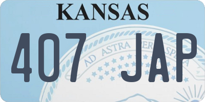 KS license plate 407JAP