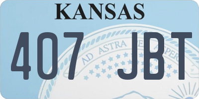 KS license plate 407JBT
