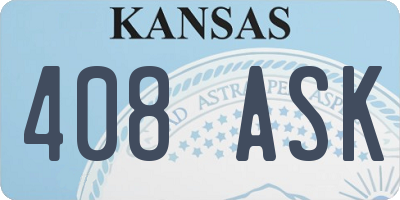 KS license plate 408ASK