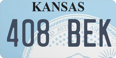 KS license plate 408BEK