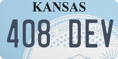 KS license plate 408DEV