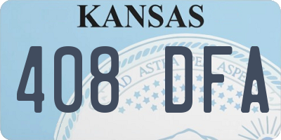 KS license plate 408DFA