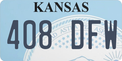 KS license plate 408DFW