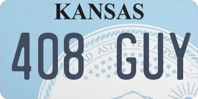 KS license plate 408GUY