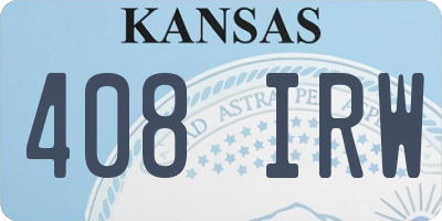 KS license plate 408IRW