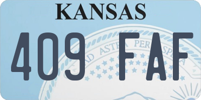 KS license plate 409FAF