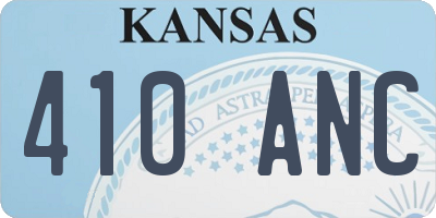 KS license plate 410ANC