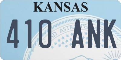 KS license plate 410ANK