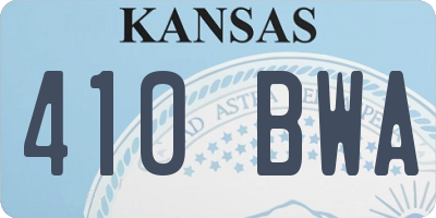 KS license plate 410BWA