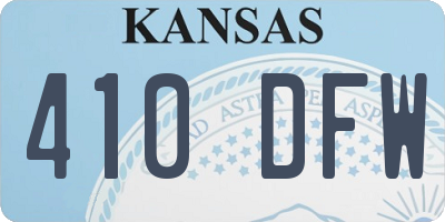 KS license plate 410DFW
