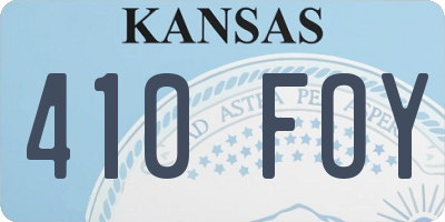 KS license plate 410FOY
