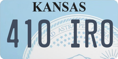 KS license plate 410IRO