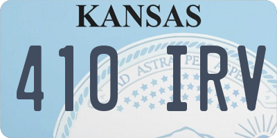 KS license plate 410IRV