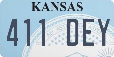 KS license plate 411DEY