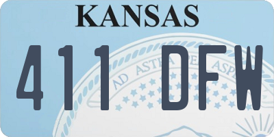 KS license plate 411DFW