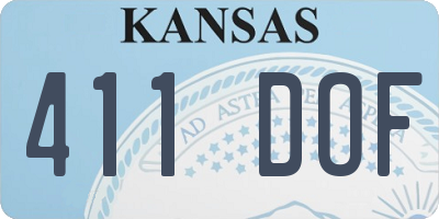 KS license plate 411DOF