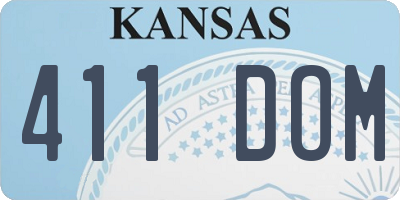 KS license plate 411DOM