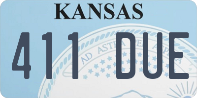 KS license plate 411DUE