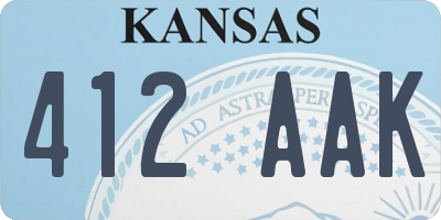 KS license plate 412AAK