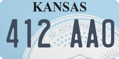 KS license plate 412AAO