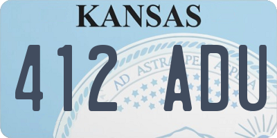 KS license plate 412ADU