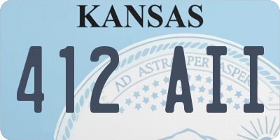 KS license plate 412AII
