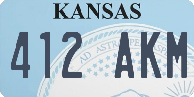 KS license plate 412AKM