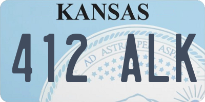 KS license plate 412ALK