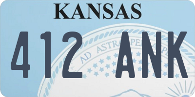KS license plate 412ANK