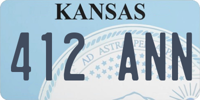 KS license plate 412ANN