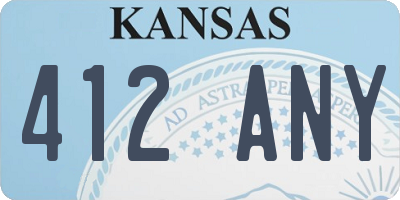 KS license plate 412ANY