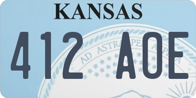 KS license plate 412AOE