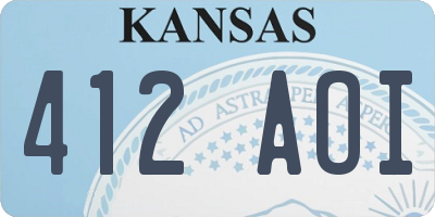 KS license plate 412AOI