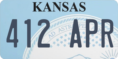 KS license plate 412APR