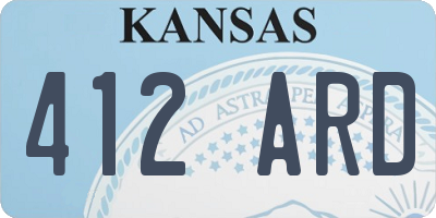 KS license plate 412ARD