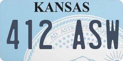 KS license plate 412ASW