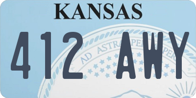KS license plate 412AWY