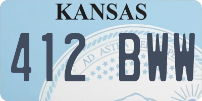 KS license plate 412BWW