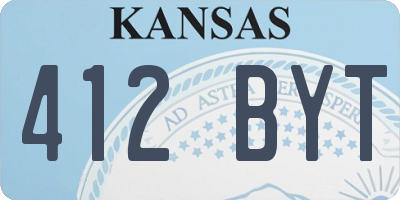 KS license plate 412BYT