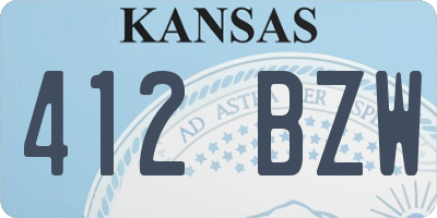 KS license plate 412BZW