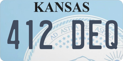 KS license plate 412DEQ