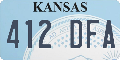 KS license plate 412DFA