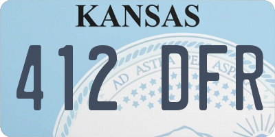 KS license plate 412DFR