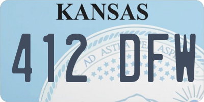 KS license plate 412DFW